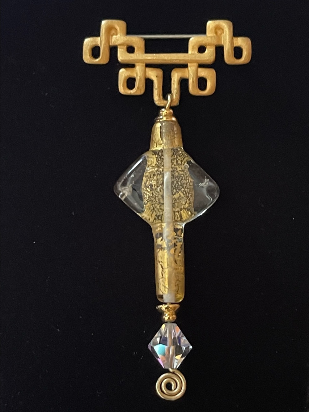 Vintage 90’s Artisan Crafted Lucite/Gold Leaf Brooch Attributed to Jana Burnham